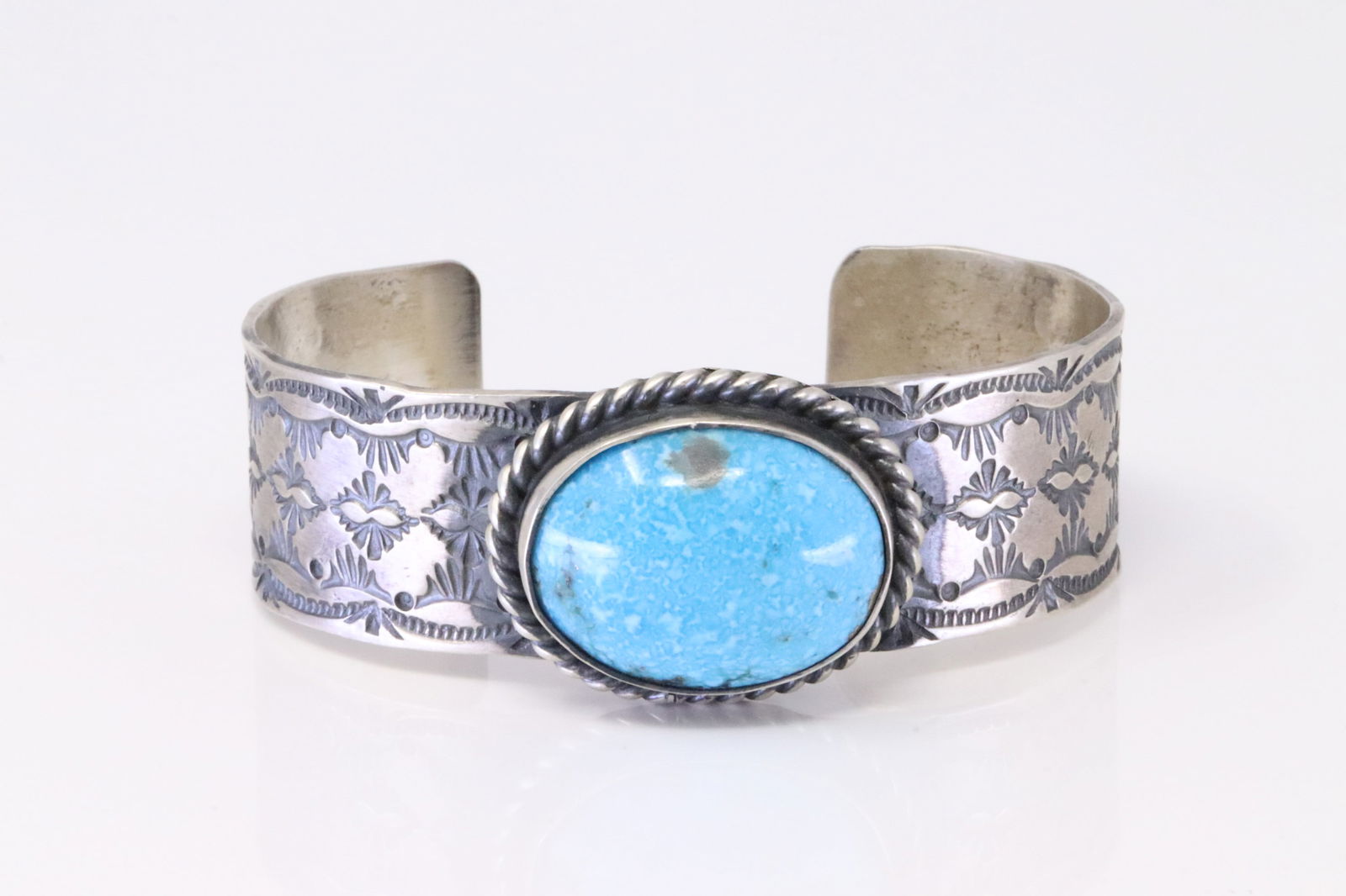 Native America Navajo Sterling Silver Turquoise Bracelet Cuff By J.G. (1 of 4)