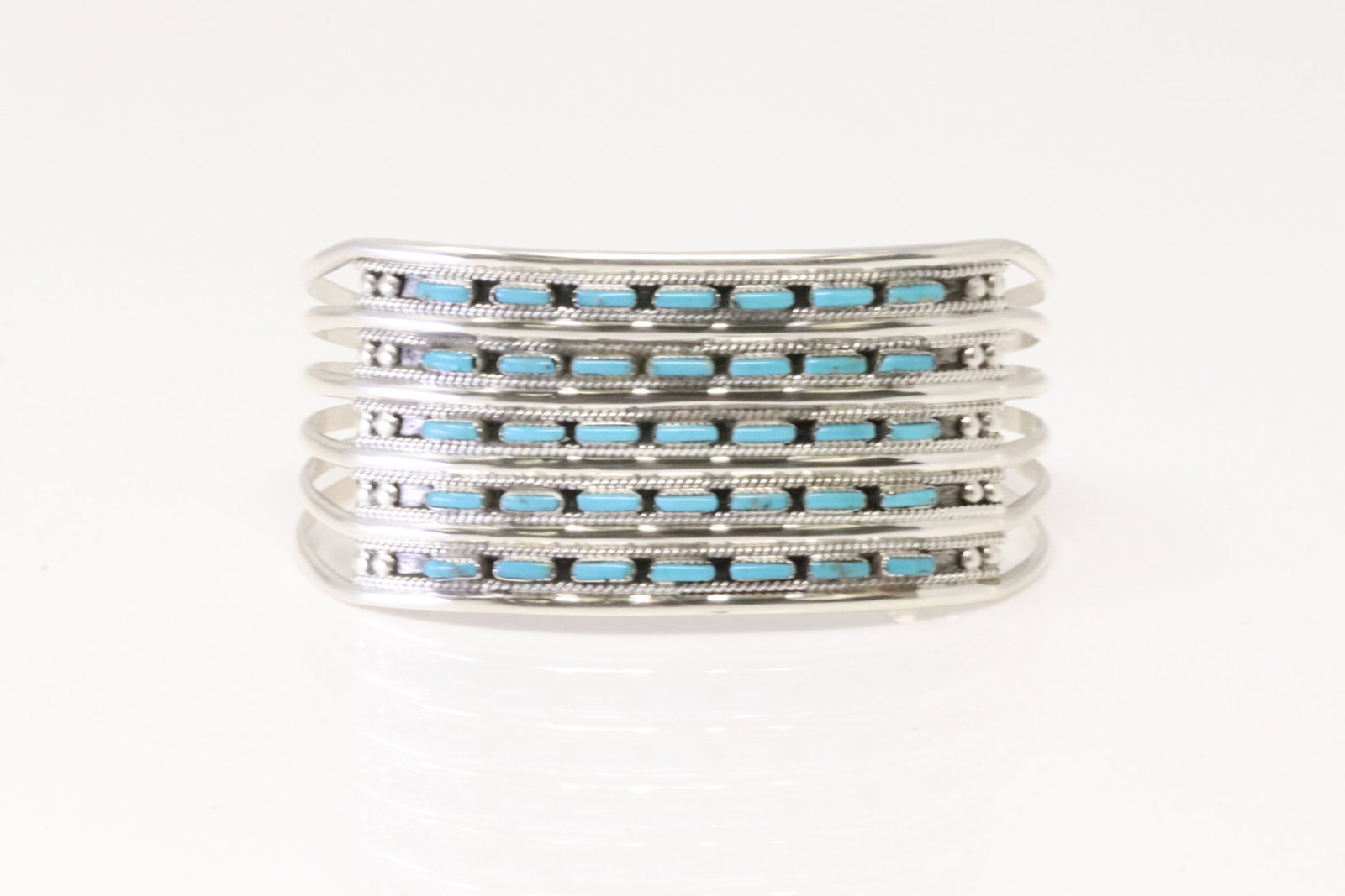 Native America Zuni Sterling Silver Turquoise Bracelet Cuff By C.A. (1 of 4)