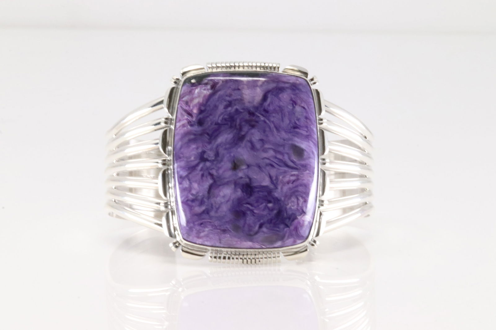 Native America Navajo Sterling Silver Purple Stone Bracelet Cuff By L.M.Y. (1 of 4)