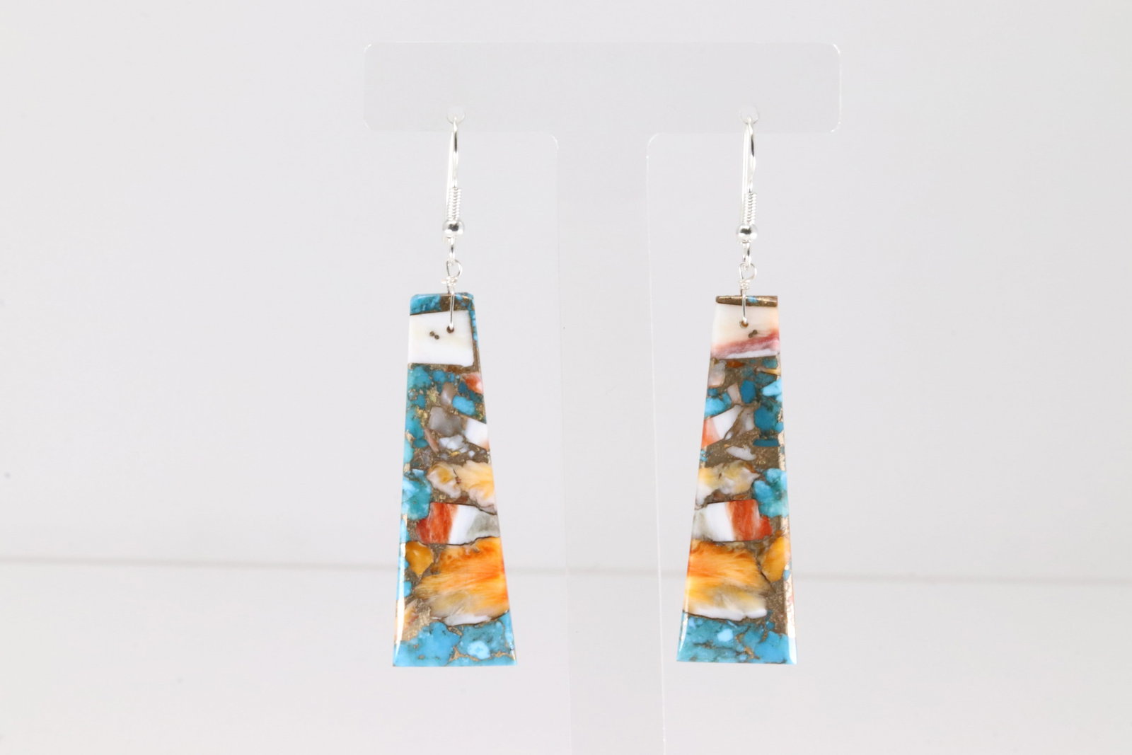 Native America Navajo Sterling Silver Turquoise Compressed Dangling Earring's By Jameson Pete.: This is a Native America Navajo Sterling Silver Turquoise Compressed Dangling Earring's By Jameson Pete.
