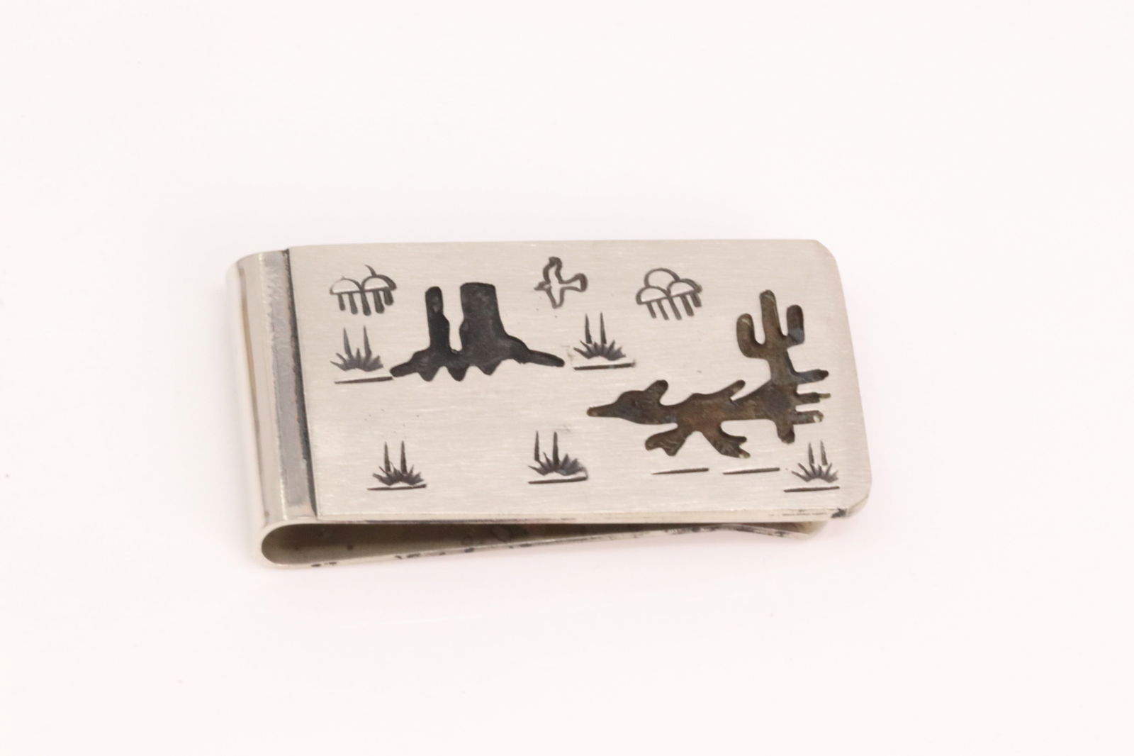 Navajo Native American Money Clip. The Design is made From Sterling Silver. The Lower Part of the (1 of 3)