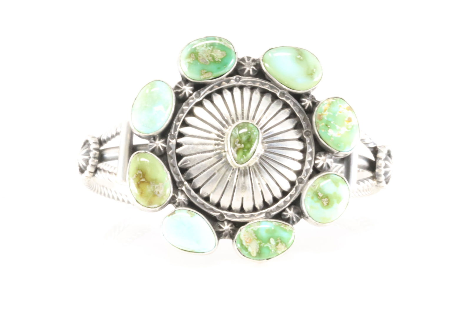 Native America Navajo Sterling Silver Sonora Gold Turquoise Bracelet By Harry B Yazzie. (1 of 4)