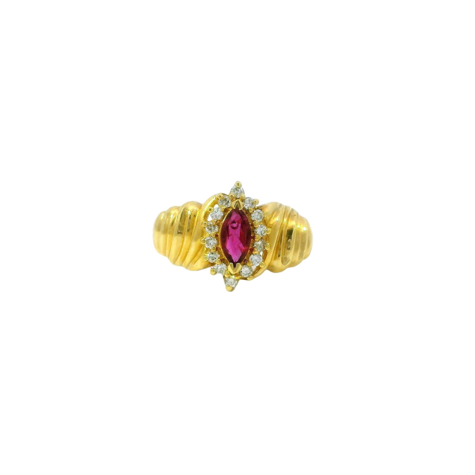 Vintage 14Kt Yellow Gold Ruby Diamond Ring. (1 of 4)