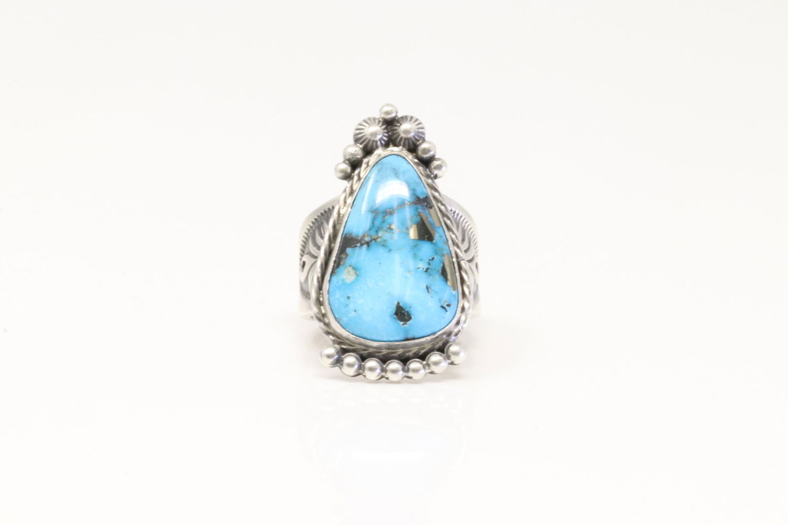 Native America Navajo Sterling Silver Turquoise Ring By Adrienne Gordon.