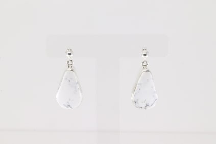 Native America Navajo Sterling Silver White Buffalo Post / Dangling Earring's By A.