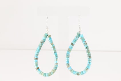 Native America Navajo Sterling Silver Turquoise Dangling Earring's.