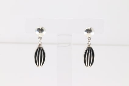 Native America Navajo Sterling Silver Solid Post / Dangling Earring's By James Bahe.