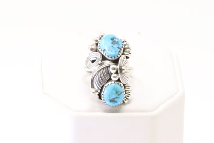 Native America Navajo Sterling Silver Turquoise Ring By Max C.