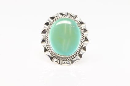Native America Navajo Sterling Silver Turquoise Ring By Samuel Yellowhair.