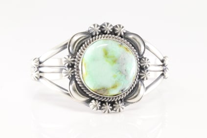 Native America Navajo Sterling Silver Palomino Stone Bracelet Cuff By R.D.