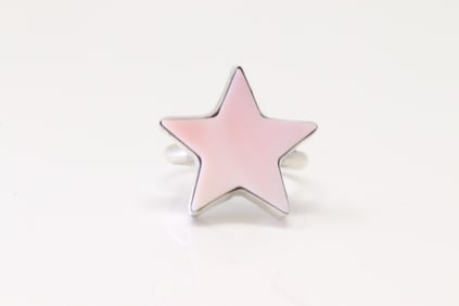 Native America Navajo Sterling Silver Pink Conch Star Ring By Donovan Skeets.