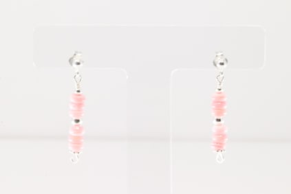 Native America Navajo Sterling Silver Pink Stone Post / Dangling Earring's.