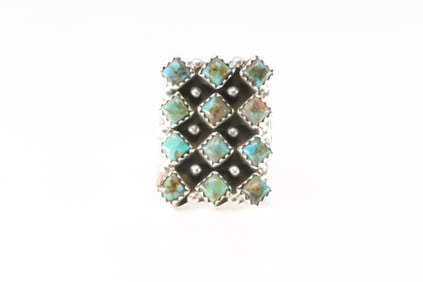 Native America Navajo Sterling Silver Turquoise Ring By Verley Betone.
