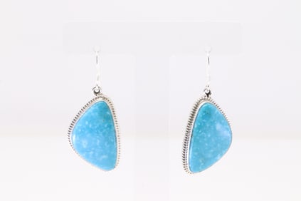 Native America Navajo Sterling Silver Turquoise Dangling Earring's By Sharon McCarthy.