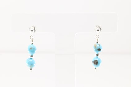 Native America Navajo Sterling Silver Turquoise / Beaded Post / Dangling Earring's.