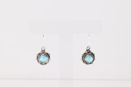 Native America Navajo Sterling Silver Turquoise Dangling Earring's By Emery Spencer.