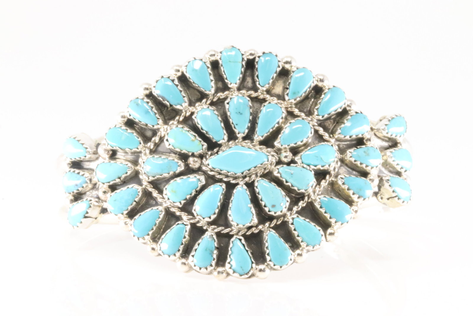 Native America Navajo Sterling Silver Turquoise Bracelet Cuff By Alicia Wilson.: This is a Native America Navajo Sterling Silver Turquoise Bracelet Cuff By Alicia Wilson.