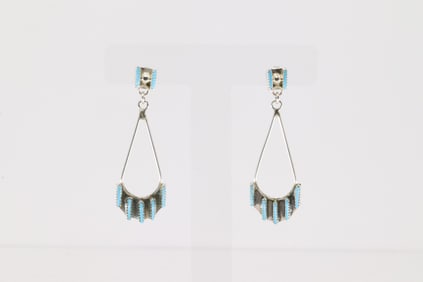 Native America Zuni Sterling Silver Turquoise Post / Dangling Earring's.