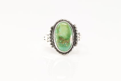 Native America Navajo Sterling Silver Sonora Gold Turquoise Ring By Samuel Yellowhair.