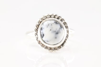 Native America Navajo Sterling Silver White Buffalo Ring By N.J.