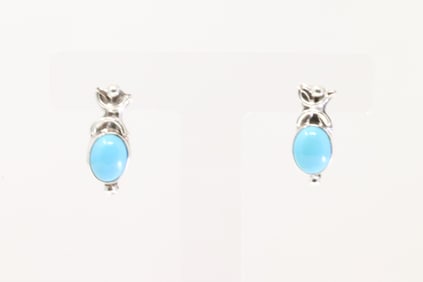 Native America Navajo Sterling Silver Turquoise Post Earring's By Annette Chiquito.