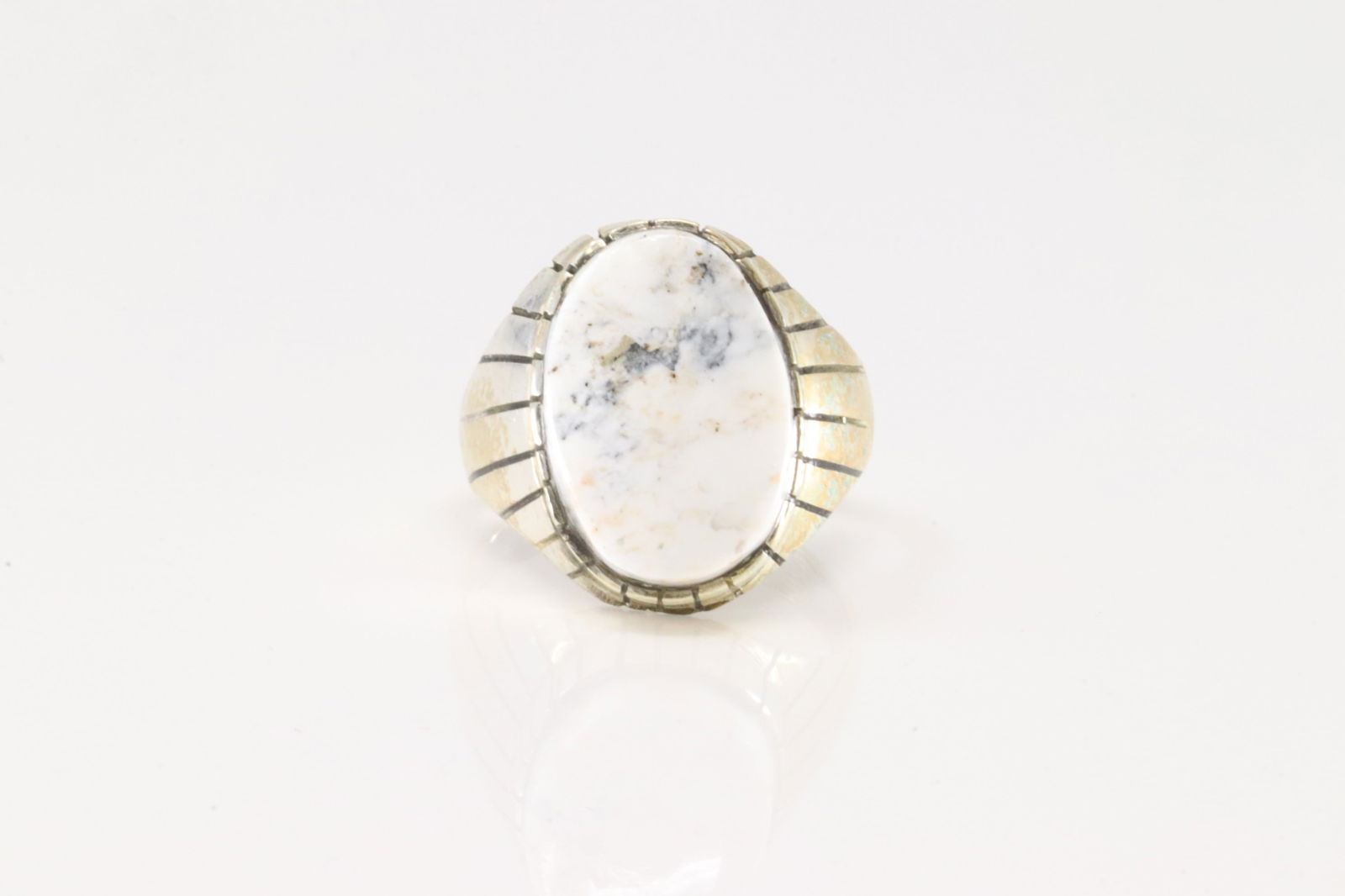 Native American Navajo Sterling Silver White Buffalo Ring By R. (1 of 4)