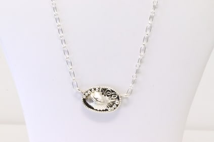 Native America Navajo Sterling Silver Leaf Necklace Cuff By Sammie Burnside.