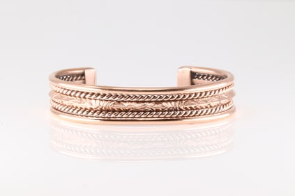 Native America Navajo Copper Bracelet Cuff By Elaine Tahe.
