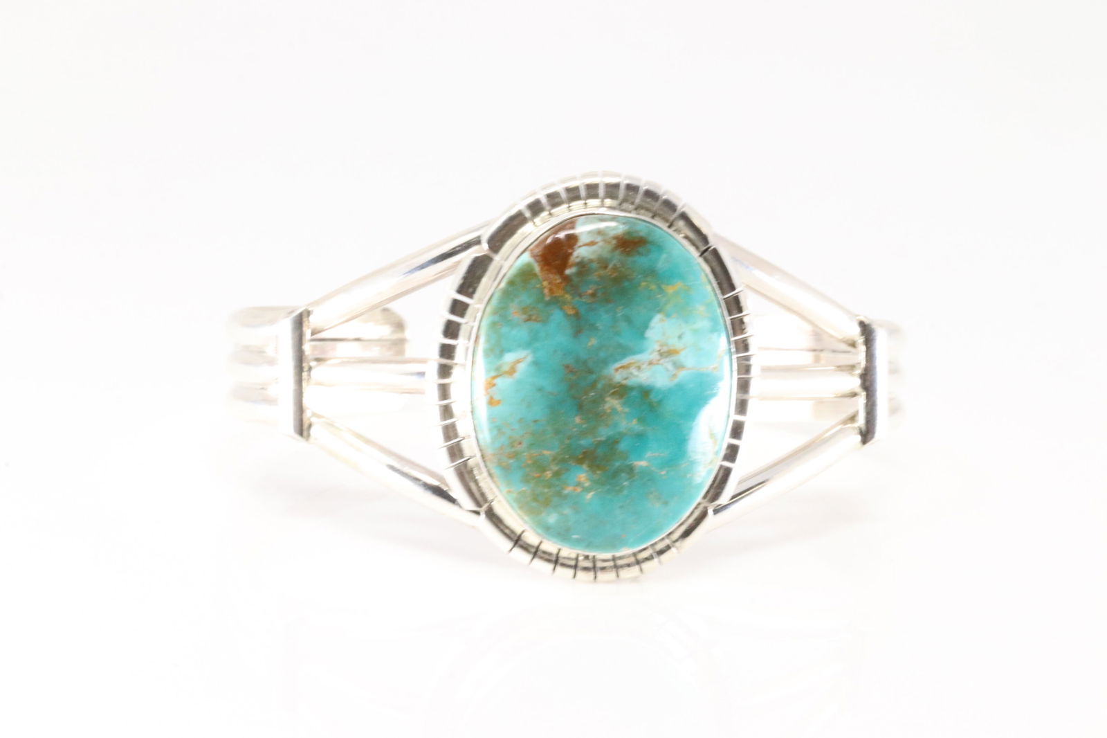 Native America Navajo Sterling Silver Turquoise Bracelet Cuff By S.E. (1 of 4)