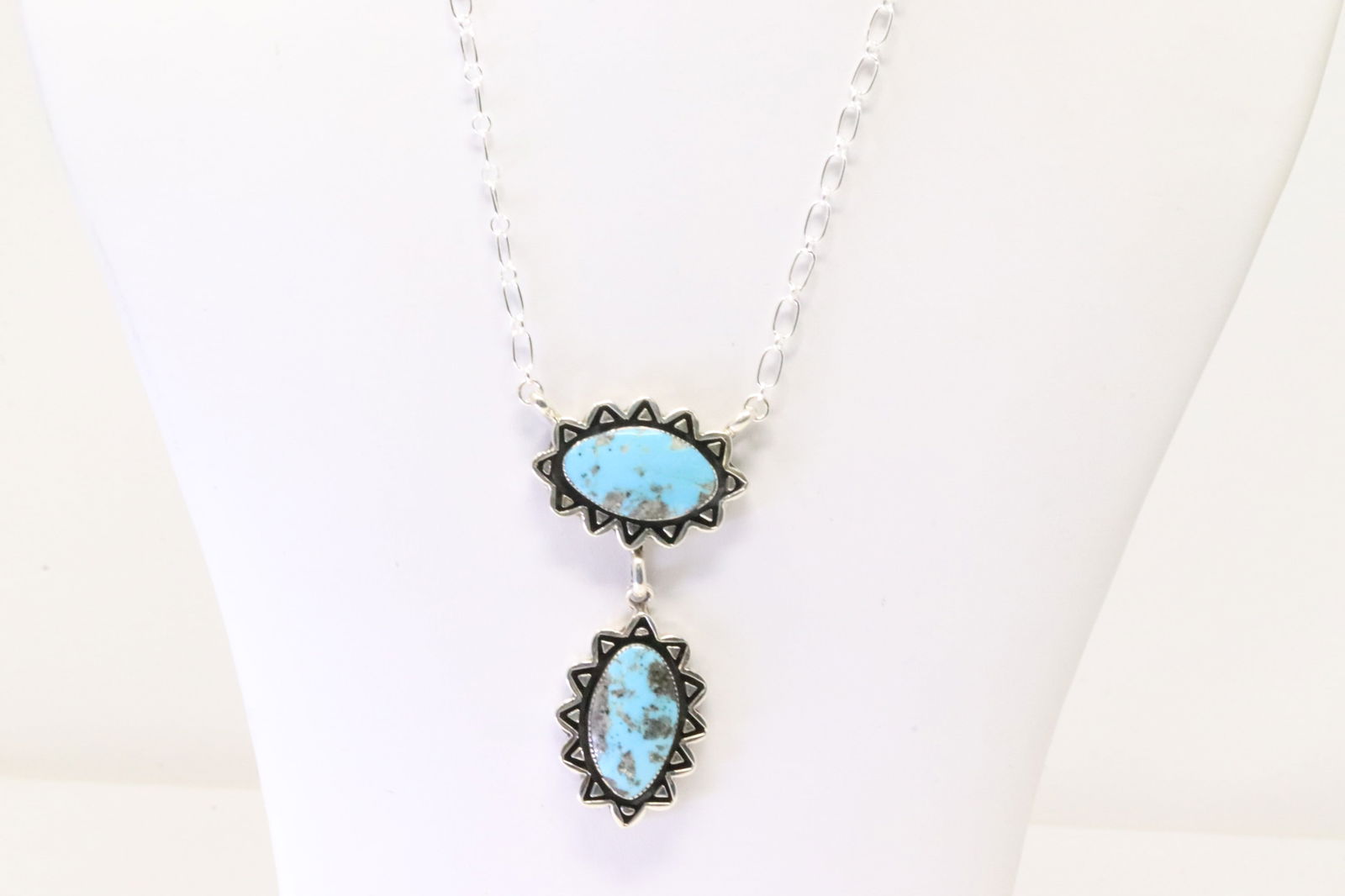 Native America Navajo Sterling Silver Turquoise Necklace By Marie Jones. (1 of 4)