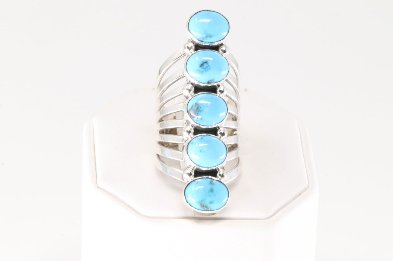 Native America Navajo Sterling Silver Turquoise Ring 5 stone By Thomas Yazzie. (1 of 4)