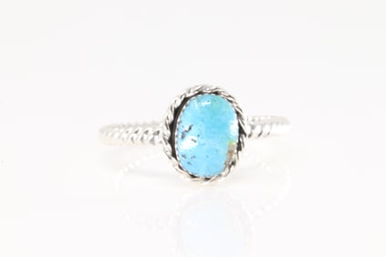 Native America Navajo Sterling Silver Turquoise Ring By Aaron Begay.