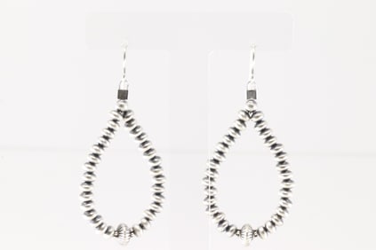 Native America Navajo Sterling Silver Pearl Beaded Dangling Earring's.