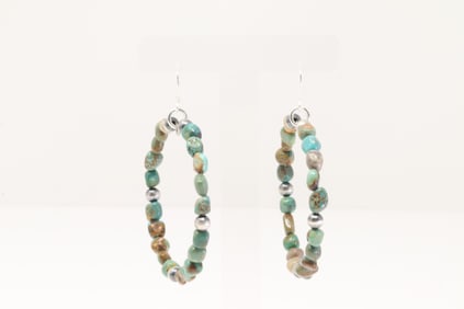 Native America Navajo Sterling Silver Turquoise Hoop Earring's.