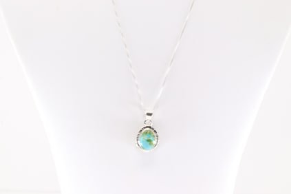 Native America Navajo Sterling Silver Sonora Gold Turquoise Pendant with a 925 Necklace By J.F.