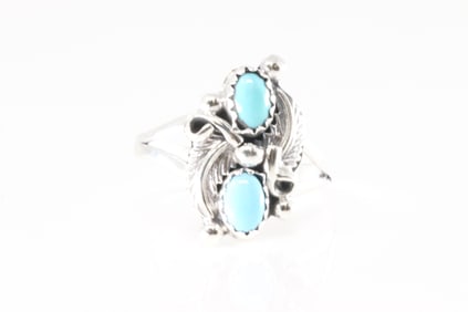 Native America Navajo Sterling Silver Turquoise Ring By Alice R.Saunders.