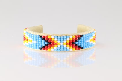 Native America Navajo Multi-Color Stone Leather Baby Bracelet.