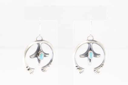 Native America Navajo Sterling Silver Turquoise Naja Dangling Earring's By Martha Cayatineto.