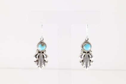 Native America Navajo Sterling Silver Turquoise Dangling Earring's By Verley Betone.