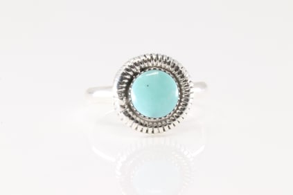Native America Navajo Sterling Silver Turquoise Ring By Sharon Clark.