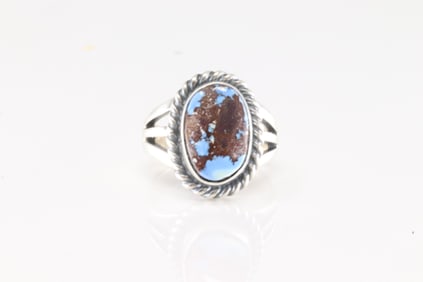 Native America Navajo Sterling Silver Golden Hill Turquoise Ring By M.Spencer.