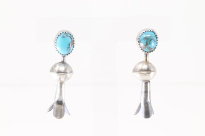 Native America Navajo Sterling Silver Turquoise Blossom Post Earring's By Emily Tsosie.
