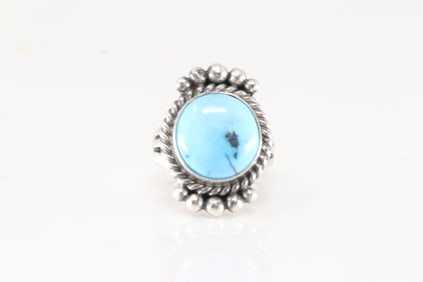 Native America Navajo Sterling Silver Turquoise Ring By M.Spencer.