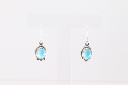 Native America Navajo Sterling Silver Turquoise Dangling Earring's By Sharon McCarthy.