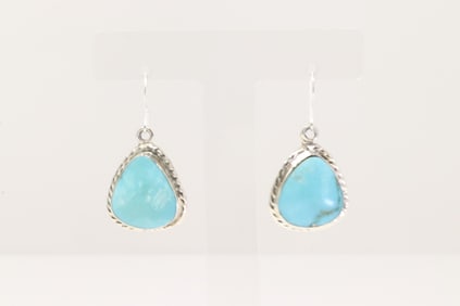 Native America Navajo Sterling Silver Turquoise Dangling Earring's By Ryntanna Yazzie.