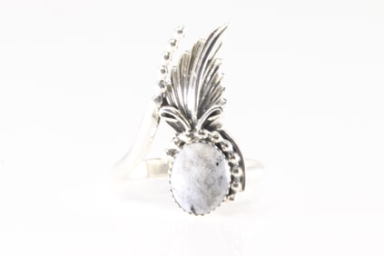Native American Navajo Sterling Silver White Buffalo Ring By Jennifer Cayaditto.