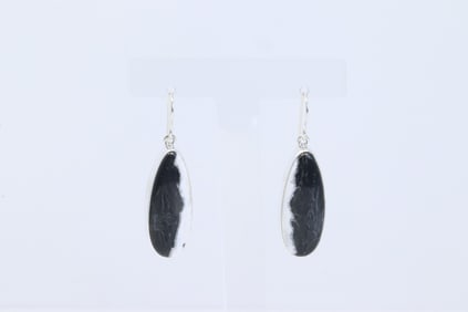 Native American Navajo Sterling Silver White Buffalo Dangling Earring's By A.