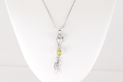 Native American Navajo Sterling Silver Palomino Buffalo Head Pendant with A 925 Necklace.