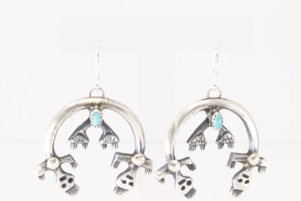 Native America Navajo Sterling Silver Turquoise Naja Dangling Earring's By Martha Cayatineto.