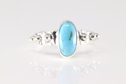 Native America Navajo Sterling Silver Turquoise Ring By Andrew Vandever.